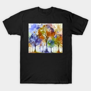 Colorful Purple Brown Abstract Trees T-Shirt